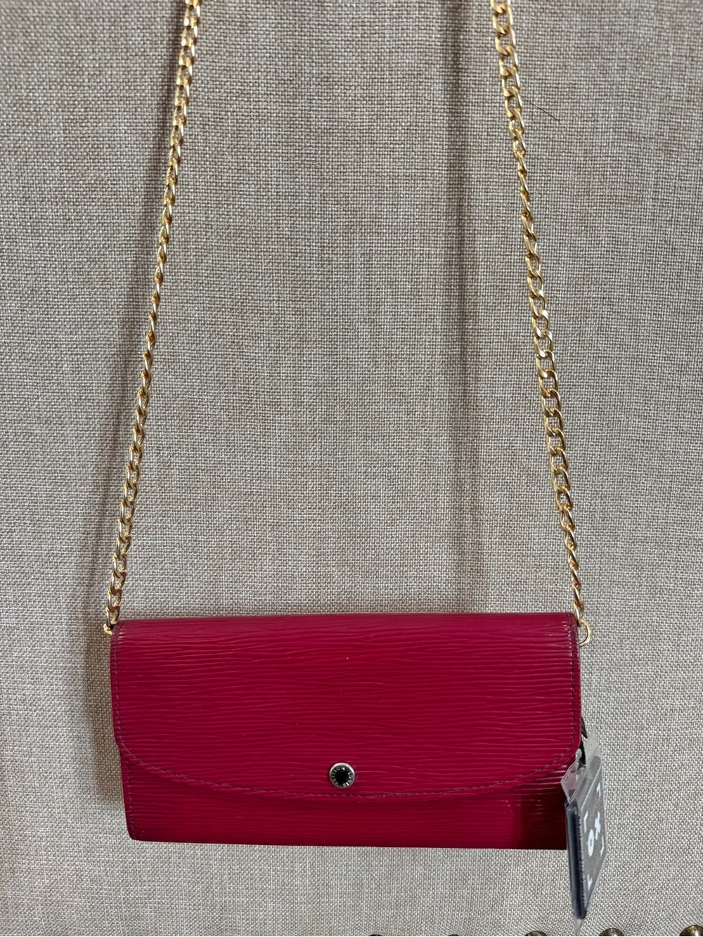 Louis Vuitton Burgundy Epi Leather Emilie Wallet Crossbody Conversion COA